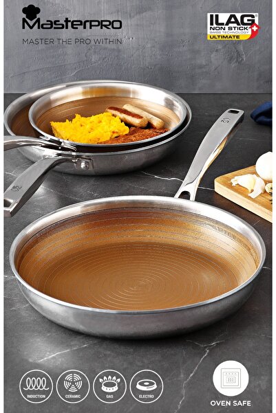 MasterPro Frying Pan Antiscratch Ceramic Nonstick Hybrid 20 Cm Giro Gold Induction Oven Safe