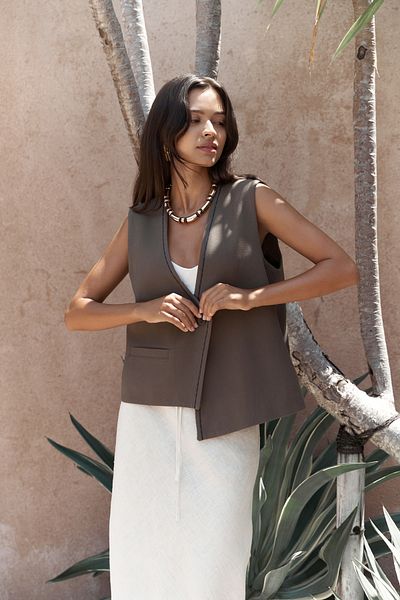 BOHEMAİ Maysa Embroidery Detail Green Vest
