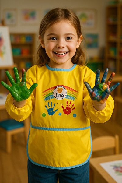 Lino Boyama Önlüğü 4-6 Yaş Su Geçirmez Resim Önlüğü