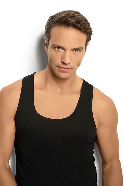 Jiber Men's Black Cotton Lycra Rambo Undershirt 136