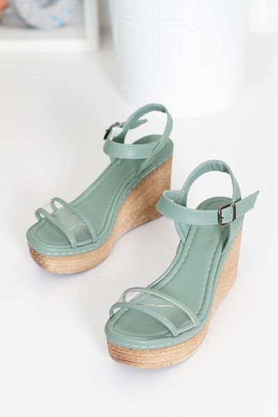 derithy Poly Wedge Heeled Sandals Summer Shoes-green-lzt0615