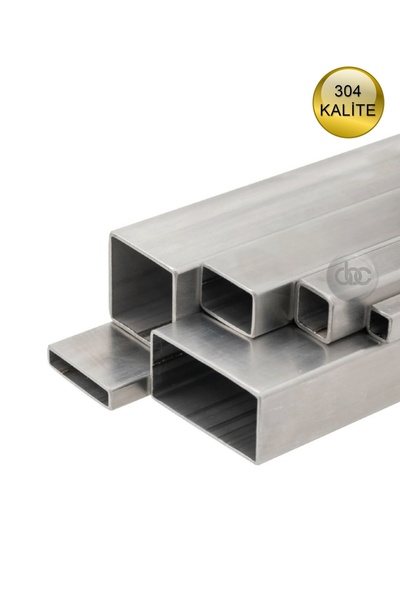 abcpaslanmaz Profil 20x10x1,2mm Boy: 100cm Paslanmaz Çelik Kutu Profil Krom 304 Kalite