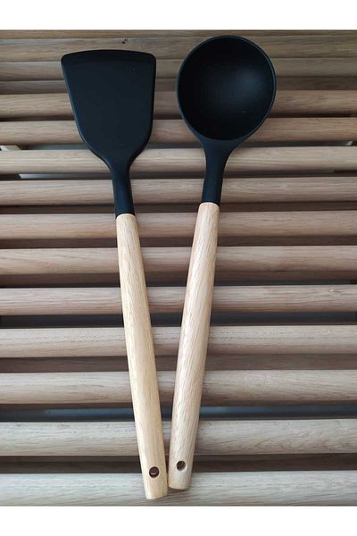 ncy Luxury Silicone Spatula Set with Wooden Handle, 2 Pieces