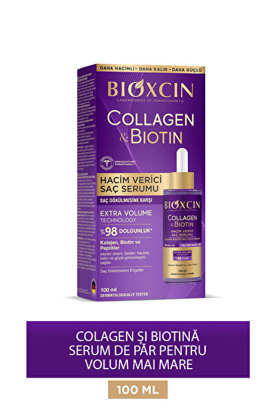 Bioxcin Ser cu volum suplimentar cu colagen și biotină 100 ml - Colagen biotină pentru păr subțire și rar