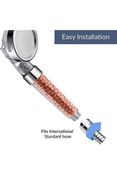 Homarket Filtered Shower Head, High Pressure Water Saving Showerhead With Filter Beads, 3 Settings Spray Spa