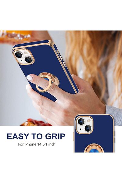 Generic Phone Case For iPhone 14 Pro Max 360°Rotatable Ring Holder Magnetic Kickstand , Girl Women Boy