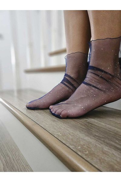 MaChausette Блестящи тъмносини тюлени чорапи