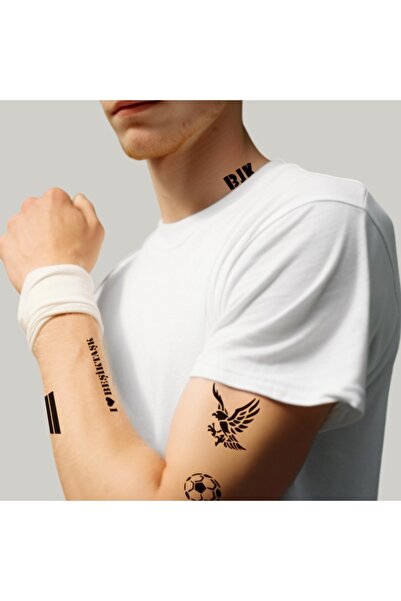 ONE SPRAY TATTOO BJK Temalı Dövme Şablon Seti + Siyah Sprey - Tattoo & Stenci...