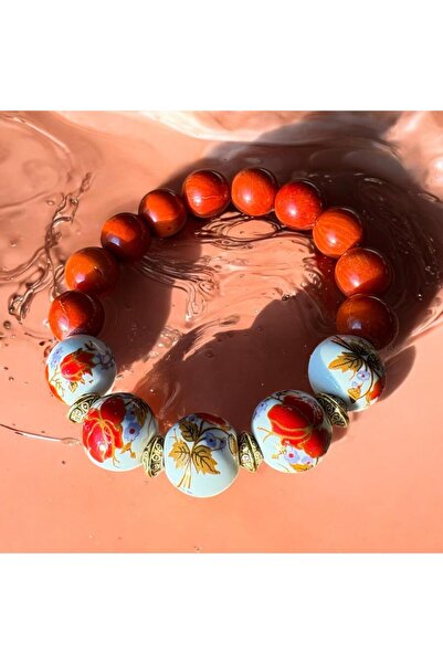 MODA Yaz Çiçeği ~ Doğaltaş Mercan Kadın Bileklik – El Yapımı Mercan Taş, Pors...