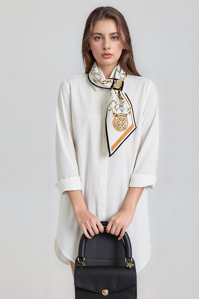Walkenzo وشاح ربطة عنق نسائي بتصميم عصري منقوش على شكل سلسلة