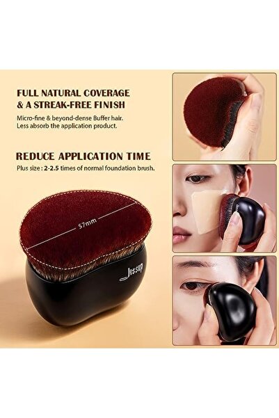 Jessup Foundation Brush With Makeup Sponge, Black Makeup Brush Flat Top Kabuki Brush T881