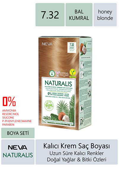 NEVA KOZMETİK Naturalis Saç Boyası 7.32 Bal Kumral %100 Vegan