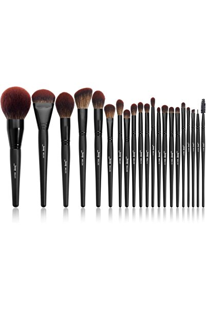 Jessup مجموعة فرش مكياج احترافية، 21 قطعة، مجموعة سوداء، شعر صناعي، مزيج بودر...