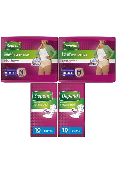Depend Absorbent Panties Maternity Pad M- Medium - Women (10 Lu) Bladder Pad Women Extra (10 Lu) Set of 4