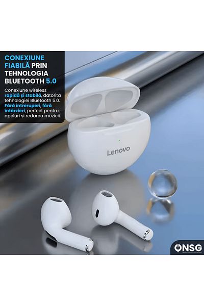 LENOVO Căști wireless Ht38 Tws, albe
