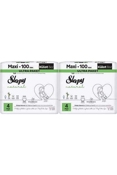 Sleepy Panty Diaper Natural Size: 4 (7-14kg) Maxi 200 Pieces Super Economical Gross Pk