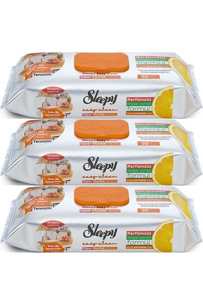Sleepy Easy Clean Surface Cleaning Kitchen Towel - Wipes 50 Sheets Orange Oil (Set of 3) 150Yprk