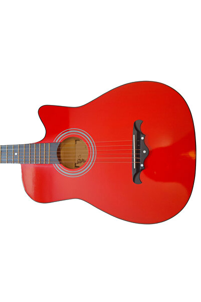 Depox wooden classical guitar, Red Raven, 95 cm, Cutaway model, red, strings included
