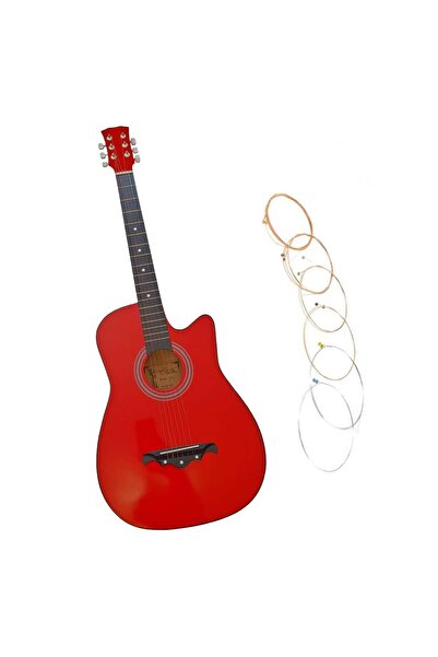 Depox wooden classical guitar, Red Raven, 95 cm, Cutaway model, red, strings included