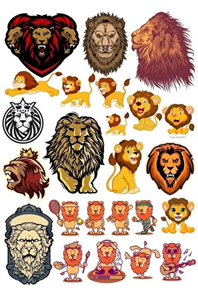 Reysa Tasarım Aslan Sticker Set-11 15 Parça Telefon, Tablet, Defter, Laptop S...
