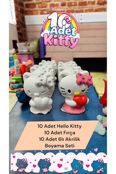 Can Tasarım Evi 10'lu Sanrio Hello Kity Taş Boyama Figür Çocuk Gelişimi Anne ...