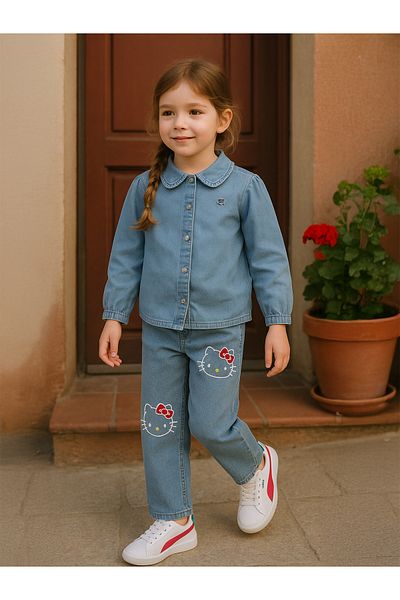 Hello Kitty 6-9 Years Old Girl's Blue Pants