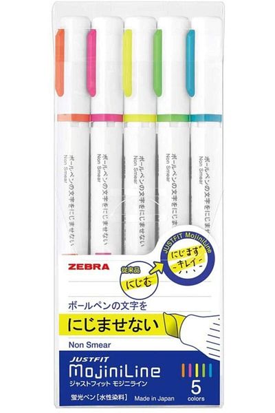 Zebra Justfit Highlighter Pen 5 Colors Mojilıne-5 - Mojilıne-5