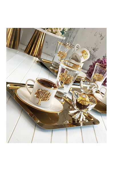 REGNA HOME Fine Living Mocha - Life Tree Tray 20 Piece Catering Set for 4 People