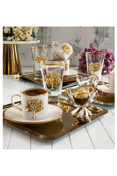 REGNA HOME Fine Living Mocha - Life Tree Tray 20 Piece Catering Set for 4 People