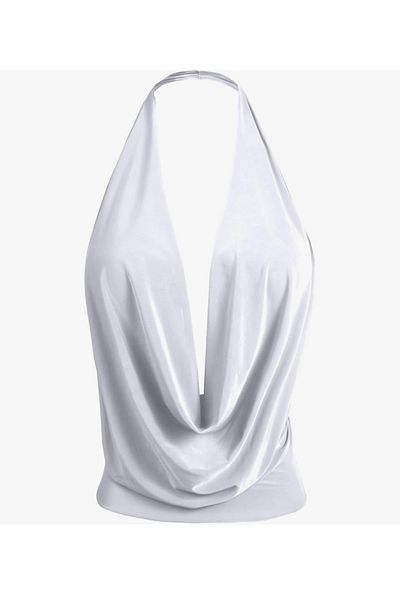 quella atelier Deep Chest Low-Cut Degaje Collar Blouse