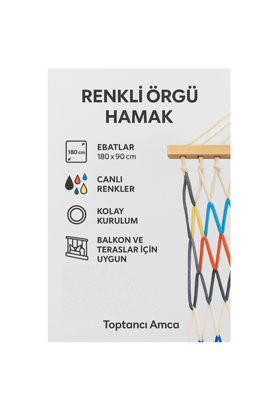 hamak Ahşap Makine Örgülü Fileli Tek Kişilik Uygun 90x 180 Cm