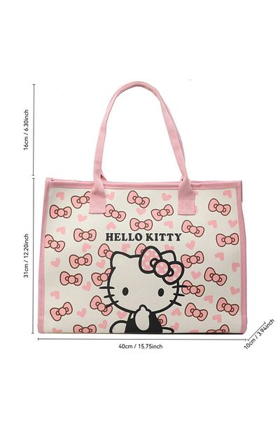 Choice Kt Canvas Tote Bag-1 Hello Kitty Canvas Bag Sanrio Tote Bag Shoulder Storage Makeup Pouch Anime Hand
