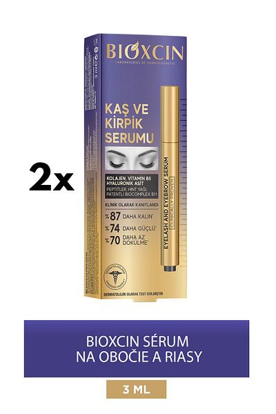 Bioxcin Sérum na mihalnice na obočie - Kolagén Kyselina hyalurónová Ricínový keratín Peptidy B5-B11
