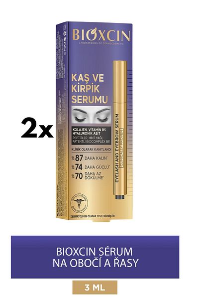 Bioxcin Sérum na řasy na obočí - Kolagen Kyselina hyaluronová Kokosový olej Keratin Peptidy B5- B11