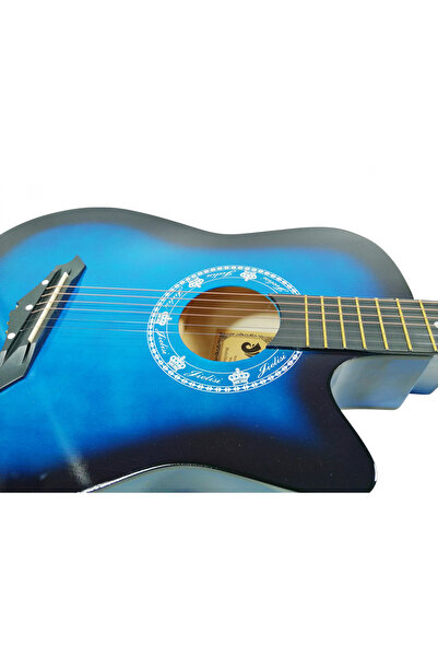 Depox Klasická dřevěná kytara 95 cm, Deluxe edice, výřez, country blue