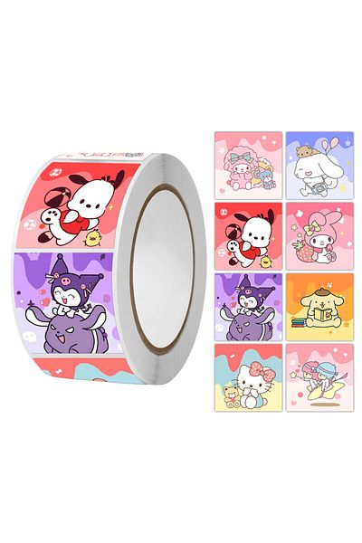Miniso 11 500pcs/roll Sanrio Stickers Kawaii Hello Kitty Melody Kuromi Cinnamoroll Luggage Graffiti Decals