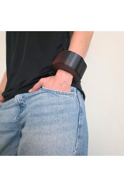 ZLBoutique Roman Style Monolith Bracelet Made of Ecological Pla - Red with Black, Diameter: 6 Cm, Thickness: 3 Cm