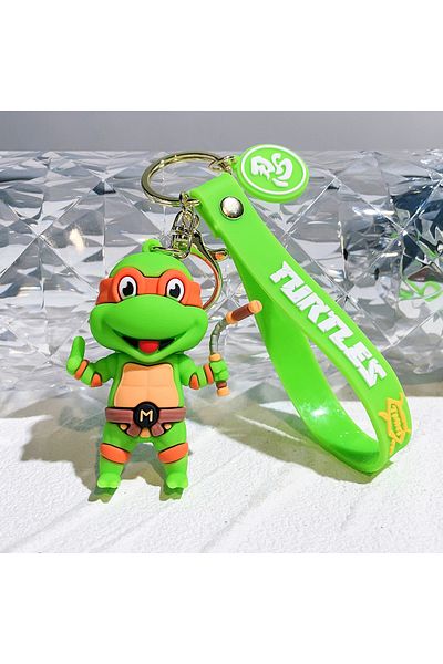 BANDAI 4 Anime Ninja Turtle Figure Keychain Teenage Mutant Ninja Turtles Raphael Donatello Doll Keyring Ca.