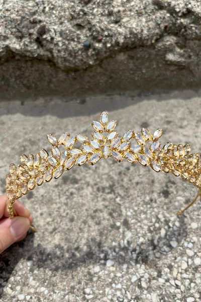 Hobigram Alejandro Gold Bridal Henna Crown Special Day Accessory Women's Crown Hair Accessory