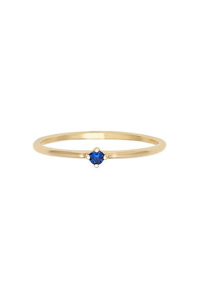 ELLI Inel de damă Solitaire cu safir sintetic din argint 925 placat cu aur