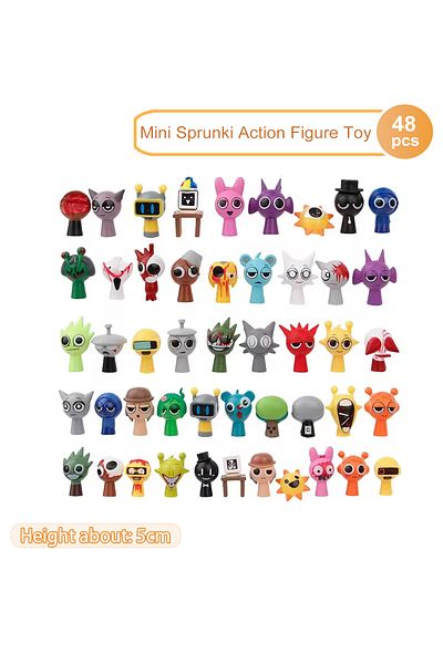 Choice black 48pcs/Set Mini Sprunki Action Figure Toy Cartoon Movie Sprunki Wenda Model Doll Figurines Kids