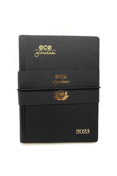 Ece Ajanda Ece Sahil Collection New Marmaris 12x16 Cm Agenda Neagra In dungi
