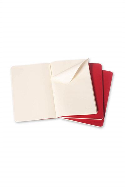 Moleskine 3-Piece Cahier Plain Notebook Cardboard Cover L Size Red