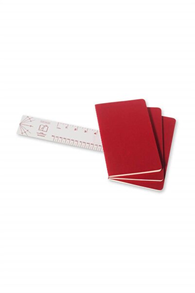Moleskine 3-Piece Cahier Plain Notebook Cardboard Cover L Size Red