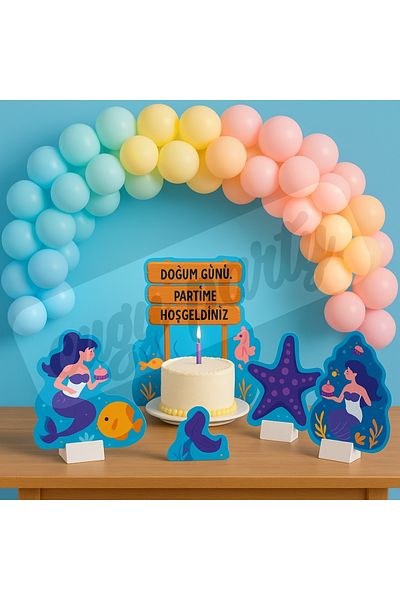 CUGY Macaron Color Mermaid Theme Birthday Party Set