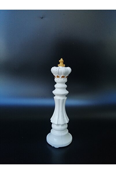 Grimsi Dekoratif 6lı Beyaz Gold Detaylı Satranç Biblo Set