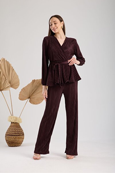 amurpars Padded Flared Bitter Brown Jacket Trousers Set