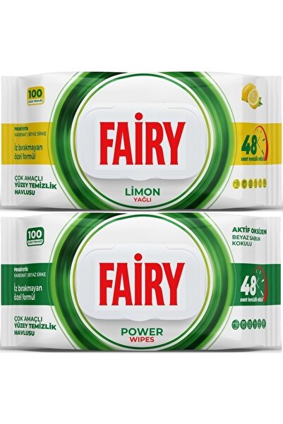 Fairy Yüzey Temizlik Havlusu 100 Yaprak Limon Yağlı & Aktif Oksijen (2 Lİ SET...