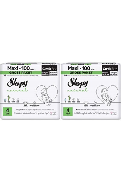 Sleepy Bebek Bezi Natural Beden:4 (7-14KG) Maxi 200 Adet Ekonomik Ultra Pk