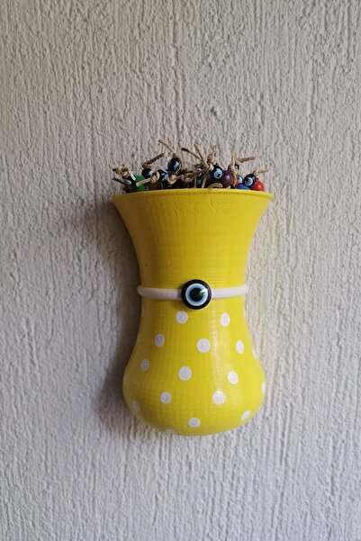 Grimsi Puantiyeli Renkli Boncuklu Yarım Saksı Duvar Balkon Kapı Süsü